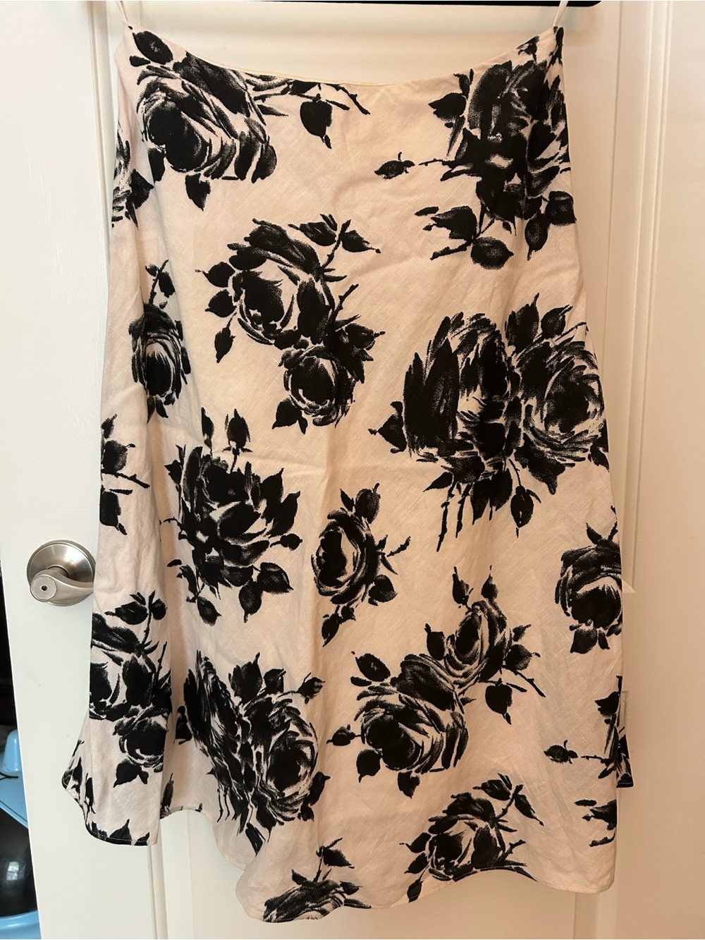 Black Floral Pattern White A-Line Women's Skirt - Talbots